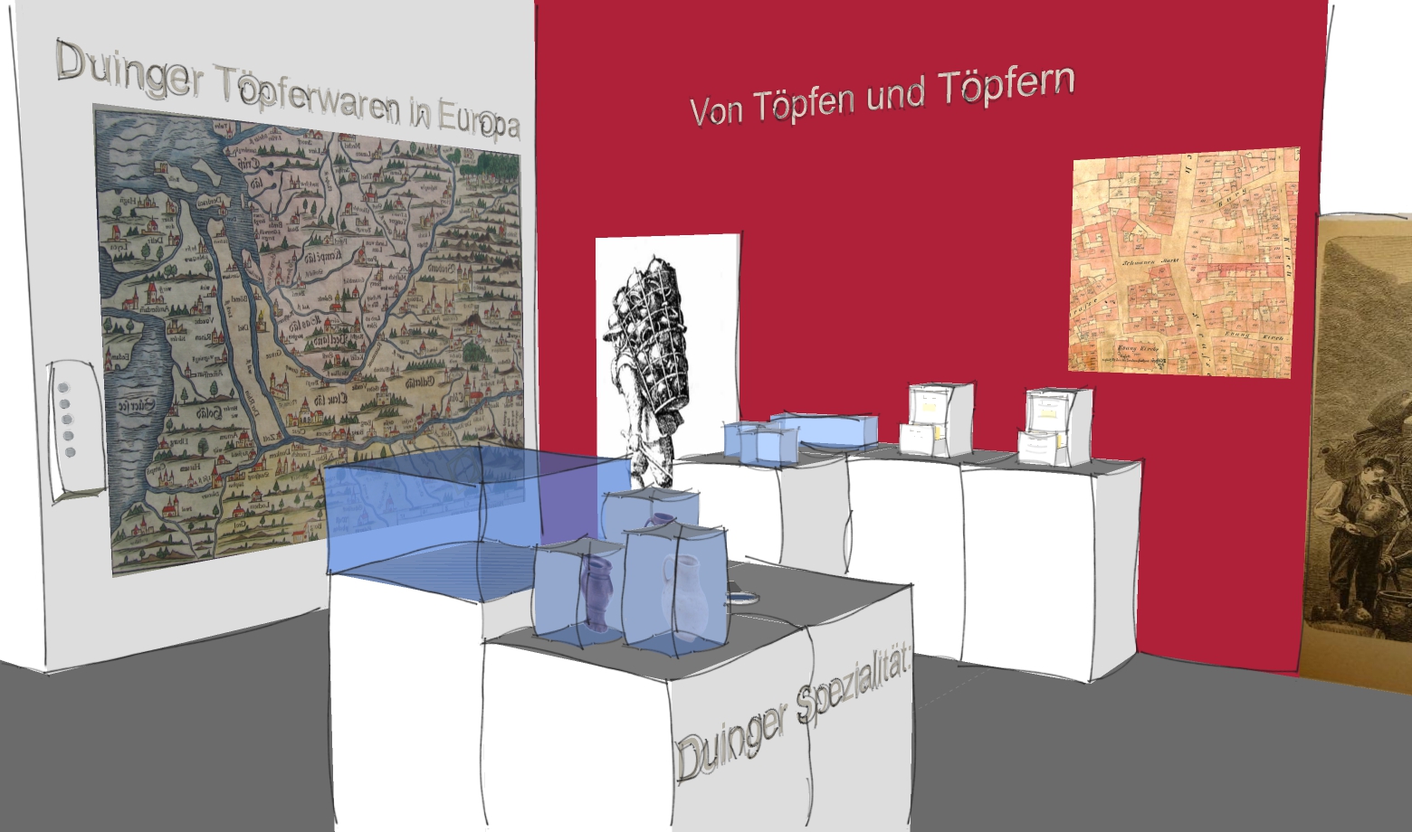 4. Mulitmedia- und Hands-On-Stationen, ein modernes erlebbares Museum, Entwurf